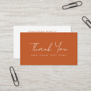 Professional Elegant Modern Terracotta Thank You Business Card