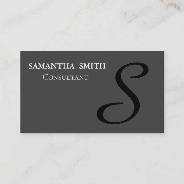 Professional Elegant Monogram Black Business Card (Front)