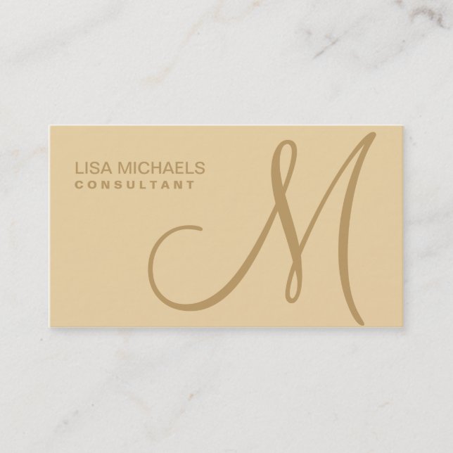 Professional Elegant Monogram Makeup Artist Beige Business Card (Front)