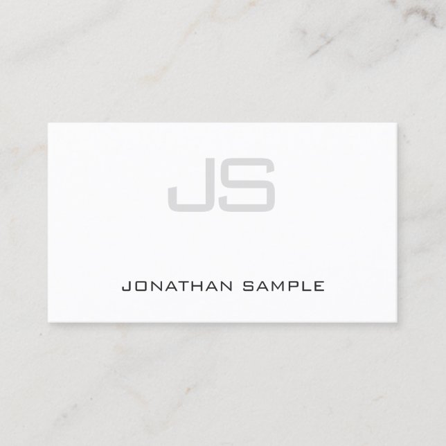 Professional Elegant Monogram Modern Chic Plain Business Card (Front)