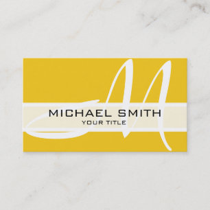 Professional Elegant Monogram Modern Deep Lemon Business Card