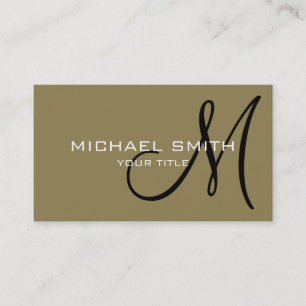 Professional Elegant Monogram Plain Tan Business Card