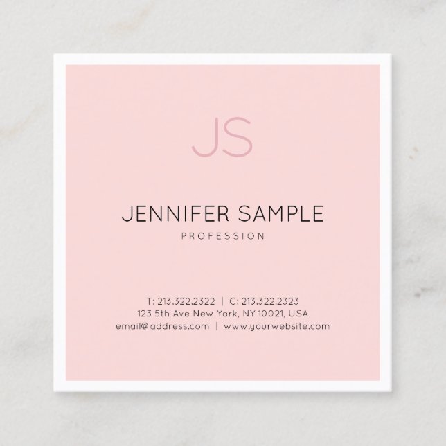 Professional Elegant Monogram Sleek Design Luxury Square Business Card (Front)