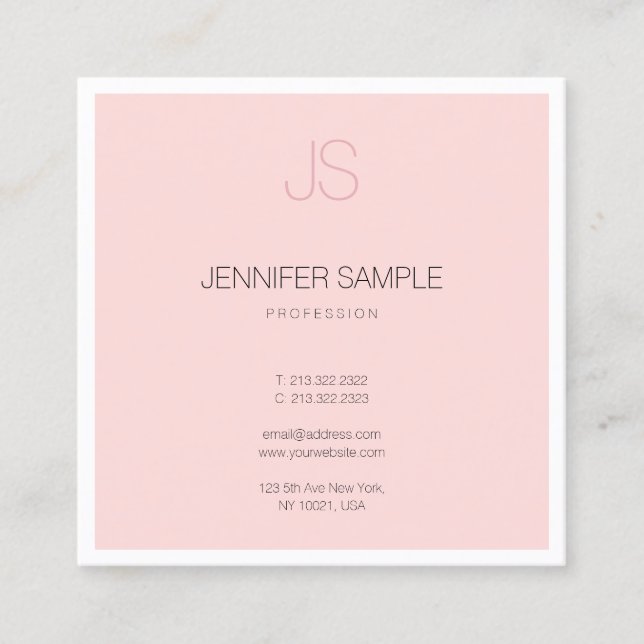 Professional Elegant Monogram Sleek Design Luxury Square Business Card (Front)