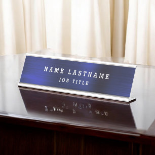 Professional Elegant Navy Blue Desk Name Plate