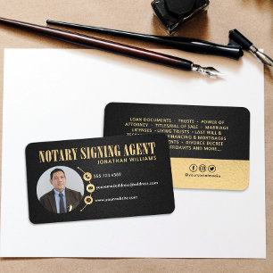 Professional Elegant Notary Signing Agent Photo  Business Card
