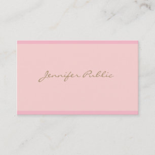 Professional Elegant Pink Gold Script Modern Plain Business Card