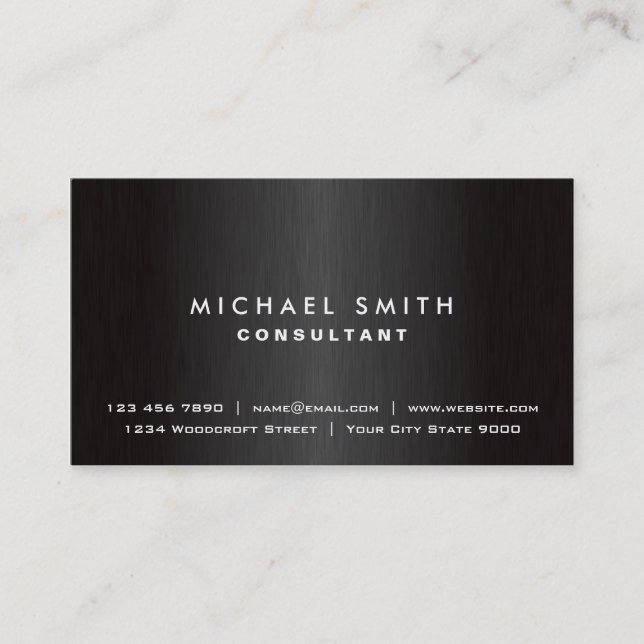 Professional Elegant Plain Black Modern Simple Business Card (Front)