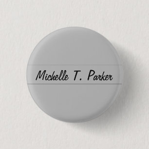 Professional elegant plain minimalist calligraphy 1 inch round button
