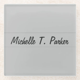 Professional elegant plain minimalist calligraphy glass coaster