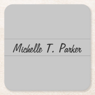 Professional elegant plain minimalist calligraphy square paper coaster