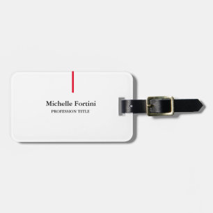 Professional Elegant Plain Minimalist Red White Luggage Tag