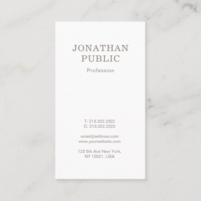 Professional Elegant Plain Modern Graphic Design Business Card (Front)