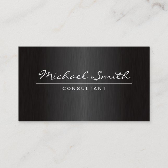 Professional Elegant Plain Modern Metal Black Business Card (Front)