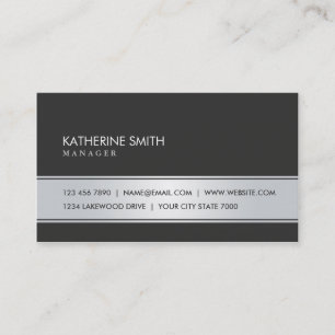 Professional Elegant Plain Simple Black and Silver Business Card