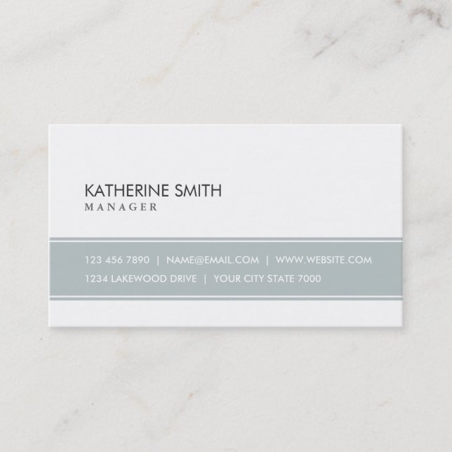 Professional Elegant Plain Simple Grey and White Business Card (Front)