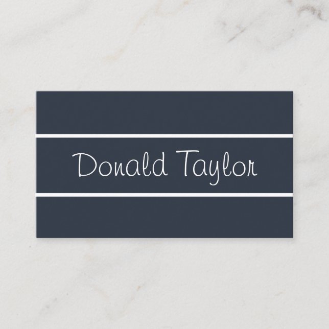 Professional Elegant Plain Simple Modern Blue Busi Business Card (Front)