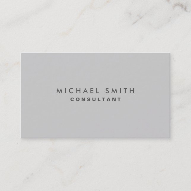 Professional Elegant Plain Simple Modern Grey Business Card (Front)
