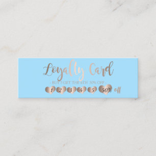 Professional Elegant Rose Gold Hearts Light Blue Loyalty Card