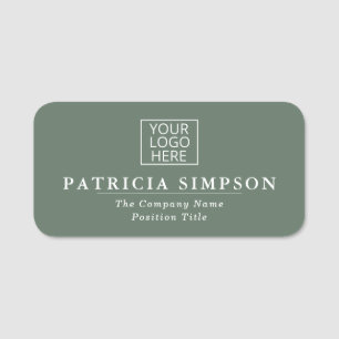 Professional Elegant Sage Green White: Modern Logo Name Tag