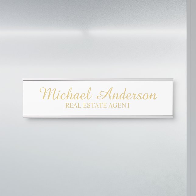 Professional Elegant Script White and Gold Door Sign (Creator Uploaded)