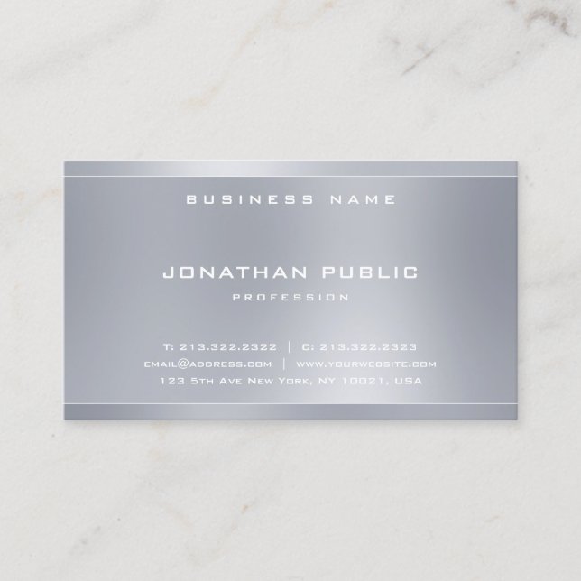 Professional Elegant Silver Look Template Modern Business Card (Front)