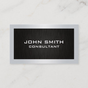 Professional Elegant Silver Metal Modern Black Business Card