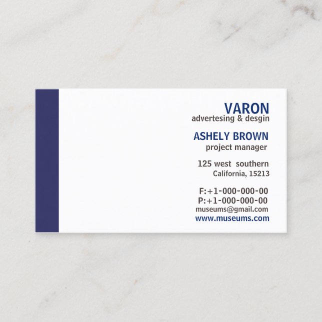 Professional Elegant Simple Blue Business Card (Front)