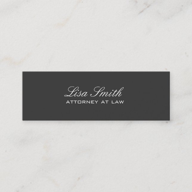 Professional Elegant Simple Plain Attorney Black Mini Business Card (Front)
