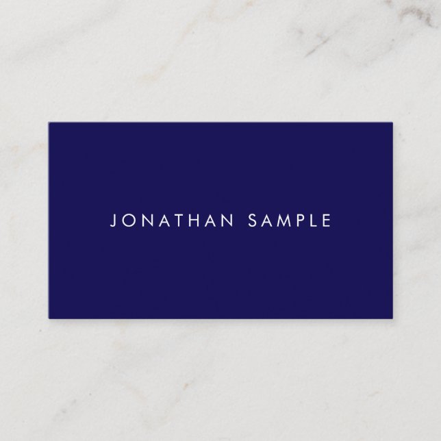 Professional Elegant Simple Template Deep Blue Business Card (Front)