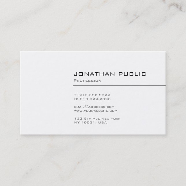 Professional Elegant Sleek Design Plain Modern Business Card (Front)