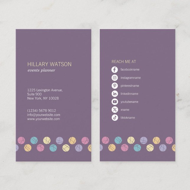 professional elegant social networks purple business card (Creator Uploaded)