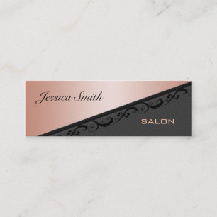 Professional elegant stripes lace champagne rose mini business card