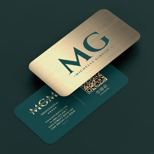 Professional Elegant Teal Gold Marketing Modern Business Card