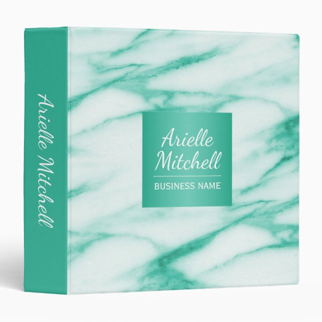 Professional Elegant Turquoise Alabaster Marble Binder (Front/Spine)