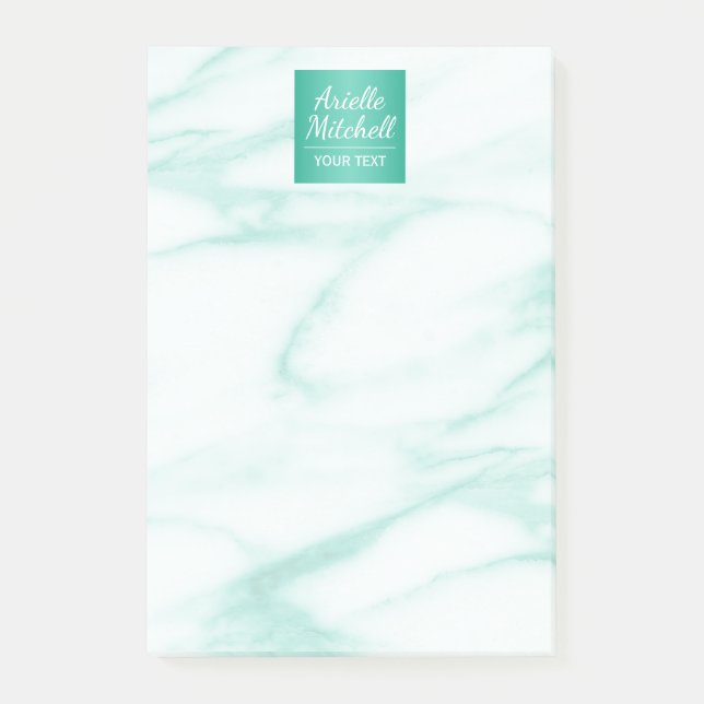 Professional Elegant Turquoise Alabaster Marble Post-it Notes (Front)