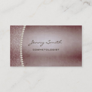 Professional elegant vintage look damask pearls business card