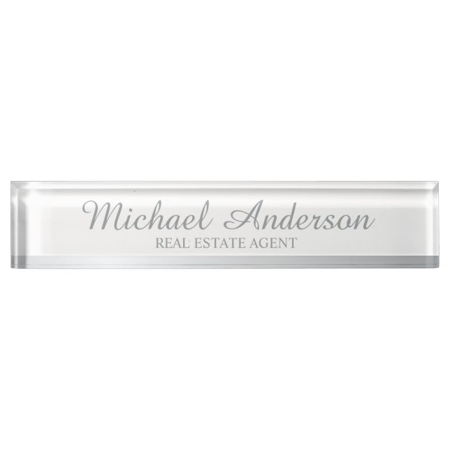 Professional Elegant White and Silver Nameplate (Front)