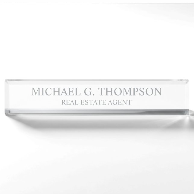 Professional Elegant White and Silver Nameplate (Front)