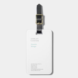 Professional elegant white blue minimalist modern luggage tag