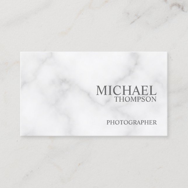 Professional Elegant White Marble Business Card (Front)