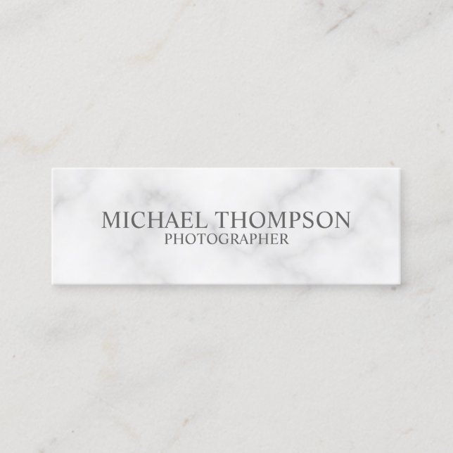 Professional Elegant White Marble Mini Business Card (Front)
