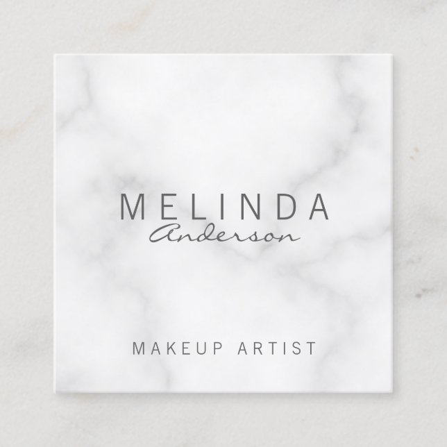 Professional Elegant White Marble Square Business Card (Front)