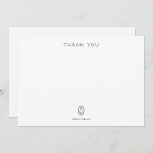 Professional Elegant White Monogram   Thank You Ca