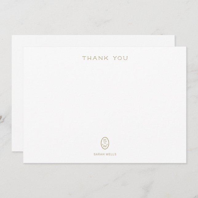 Professional Elegant White Monogram   Thank You Ca (Front/Back)