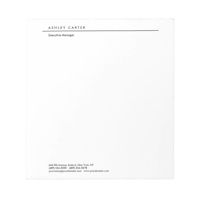 Professional elegant white plain minimalist modern notepad (Front)