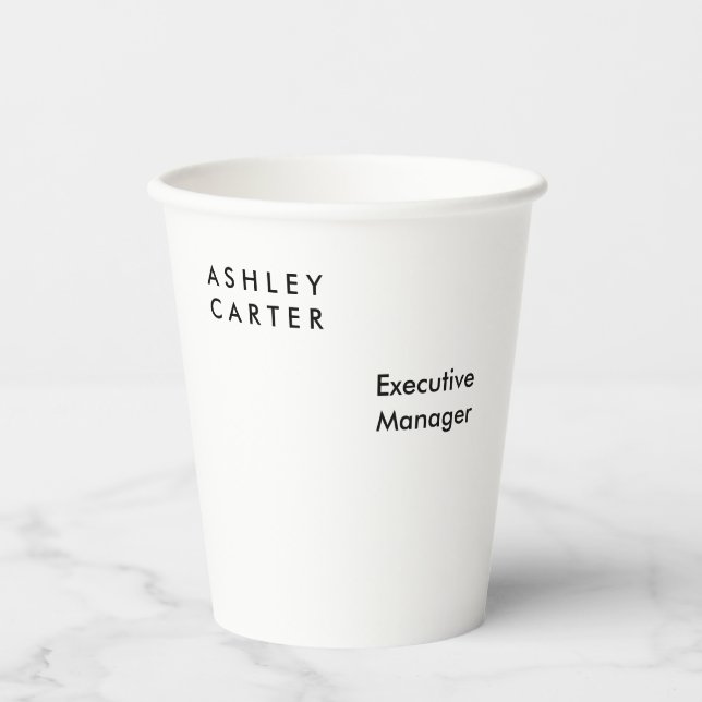 Professional elegant white plain minimalist modern paper cups (Front)