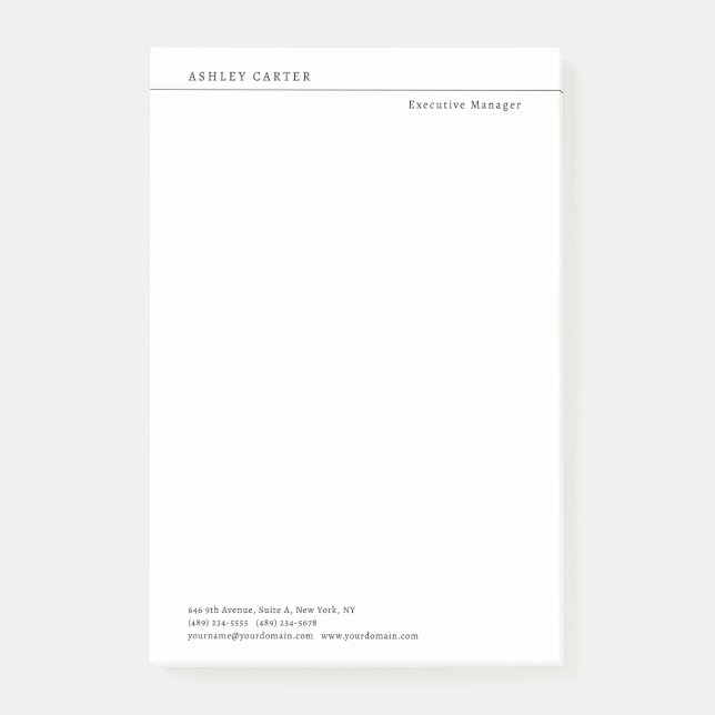 Professional elegant white plain minimalist modern post-it notes (Front)