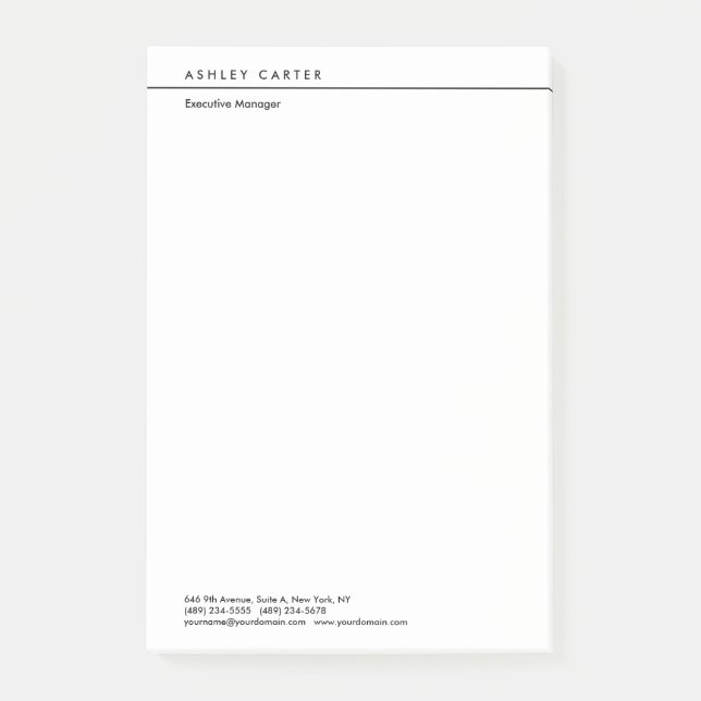 Professional elegant white plain minimalist modern post-it notes (Front)