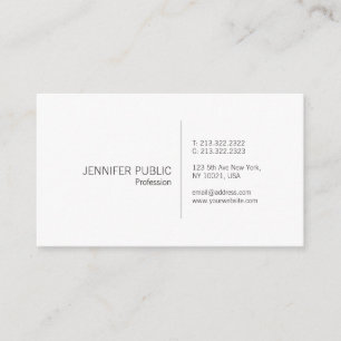 Professional Elegant White Simple Plain Modern Business Card